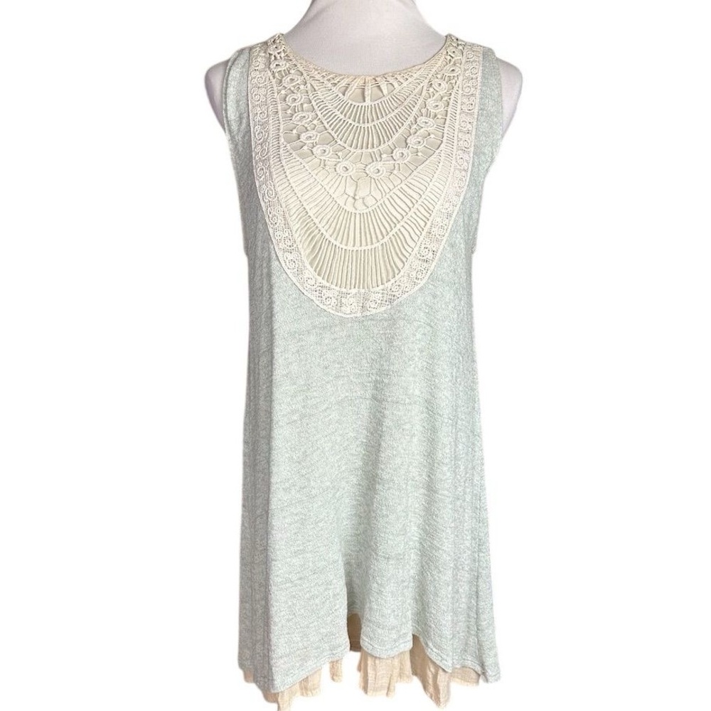 A’Reve Women's Sleeveless Lace Trim Tunic Dress Green Size L Anthropologie